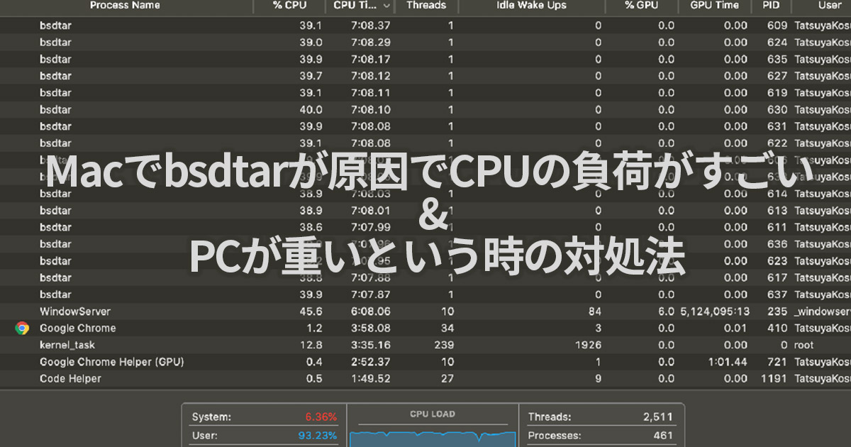 Macでbsdtarが原因でcpuの負荷がすごい Pcが重いという時の対処法 Arrown