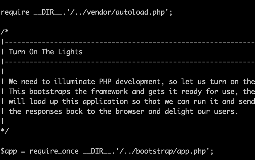 index.phpをvimで開いた時の画面