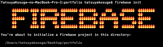 firebase initコマンドを入力したところ